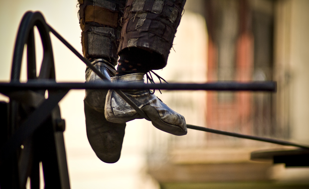 tightrope walker's feet